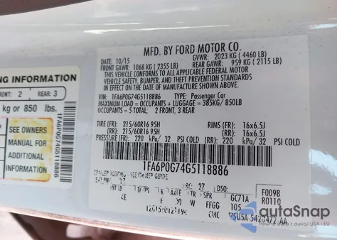 2016 Ford Fusion S from USA, damaged, VIN 1FA6P0G74G5118886